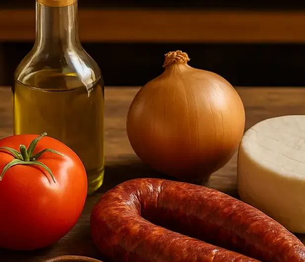 Chistorra casera y queso de cabra