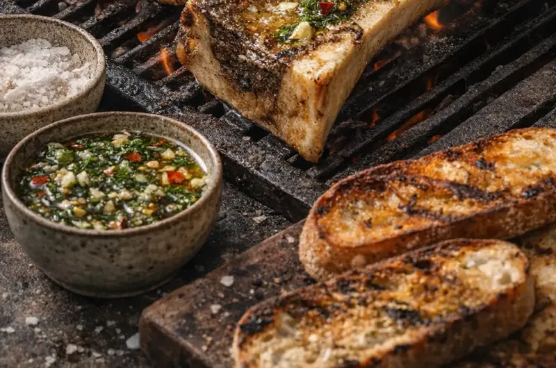 Tuétano asado con limón real y cocción al rescoldo o a la parrilla