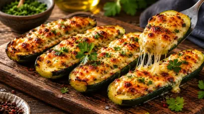 Calabacita cocinada entre brasas y cenizas con queso fundido y especias aromáticas.